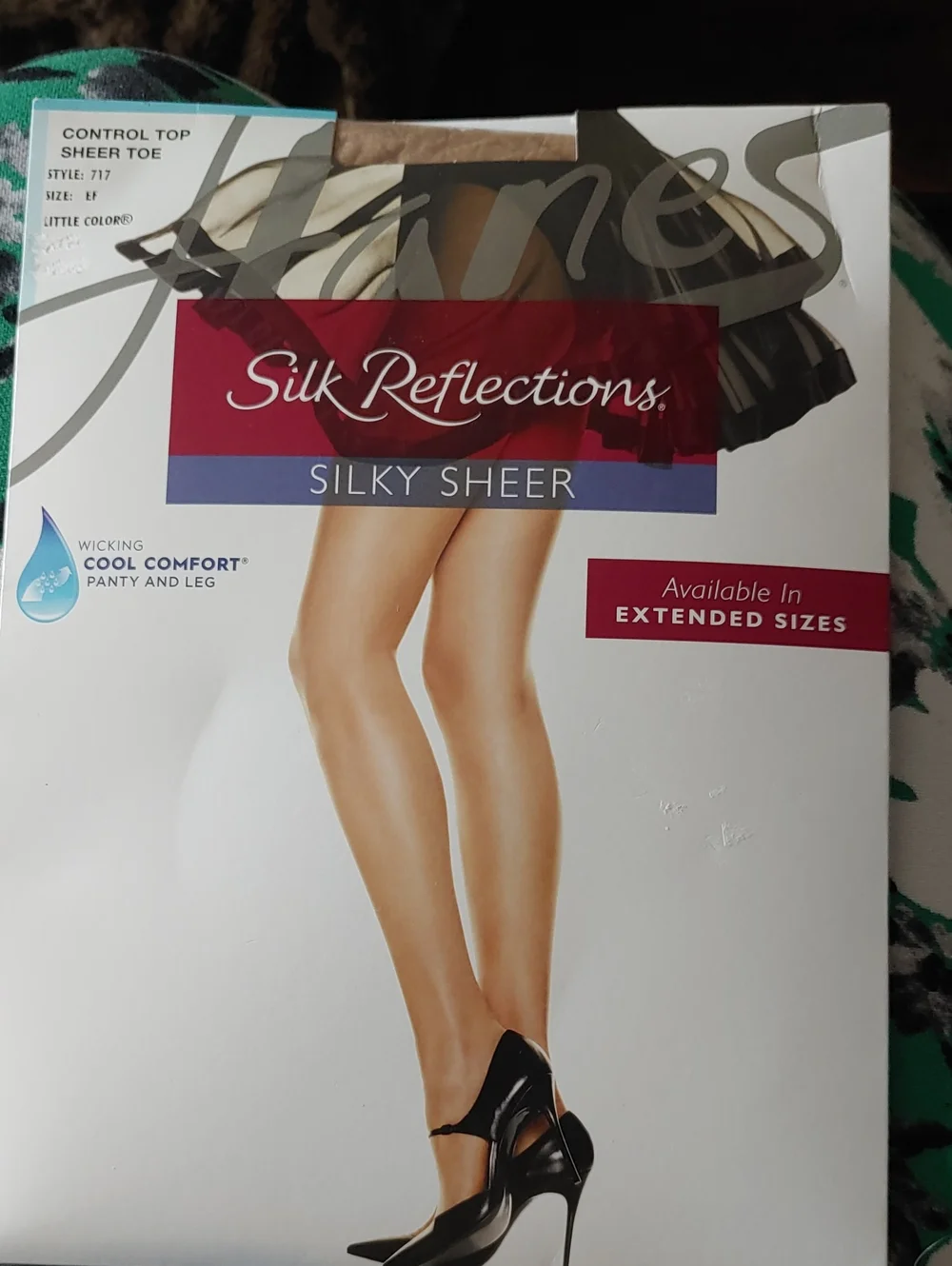 NWT Hanes Sz EF Silk Reflections Silky Sheer Control Top Sheer Toe Pantyhose